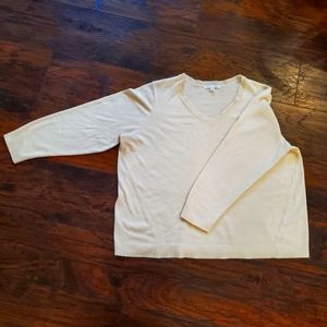 Notations Ladies Lightweight Vneck Sweater in Oatmeal, 2X